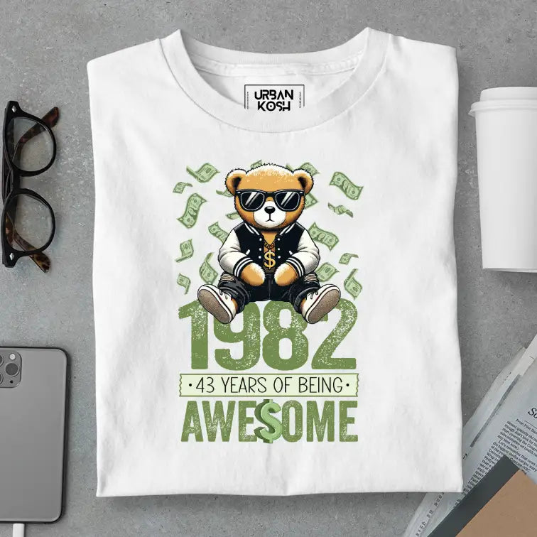 Teddy 1982, 43 Years of Being Awesome Premium Birthday T-Shirt