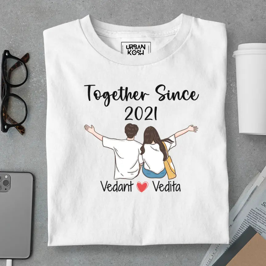 [Personalised] Together Since [Year] Couple T-Shirt – Valentine’s Day Special