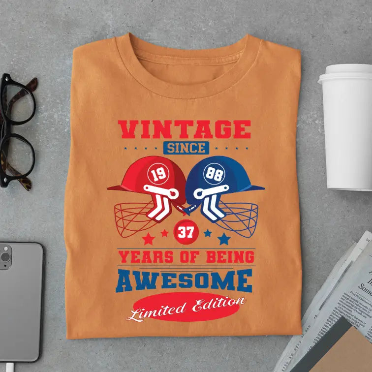 Vintage 1988 Limited Edition Retro Cricket Helmet T-Shirt – Premium Birthday Gift