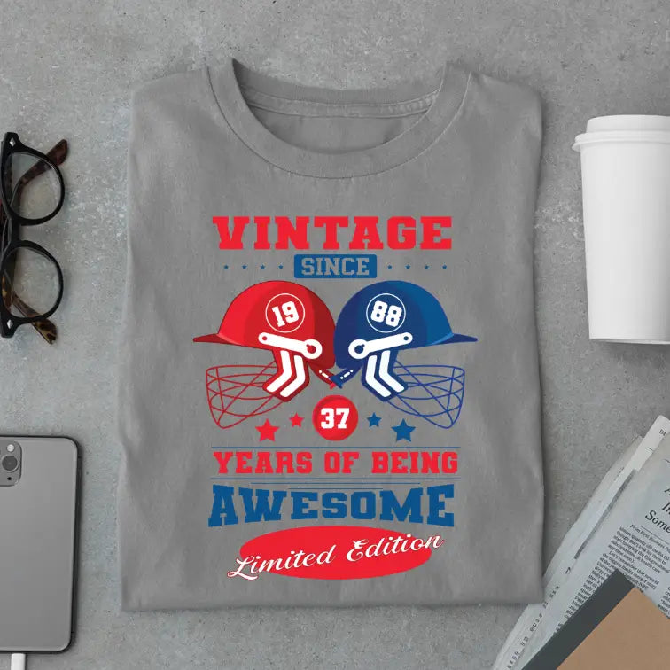 Vintage 1988 Limited Edition Retro Cricket Helmet T-Shirt – Premium Birthday Gift