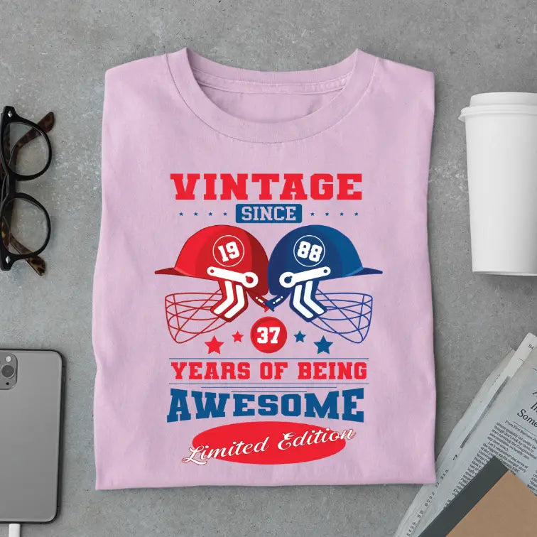 Vintage 1988 Limited Edition Retro Cricket Helmet T-Shirt – Premium Birthday Gift