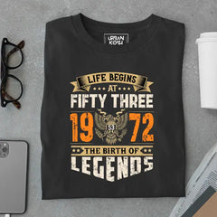 Life Begins at 53, The Birth of Legends Premium Unisex Birthday T-shirt