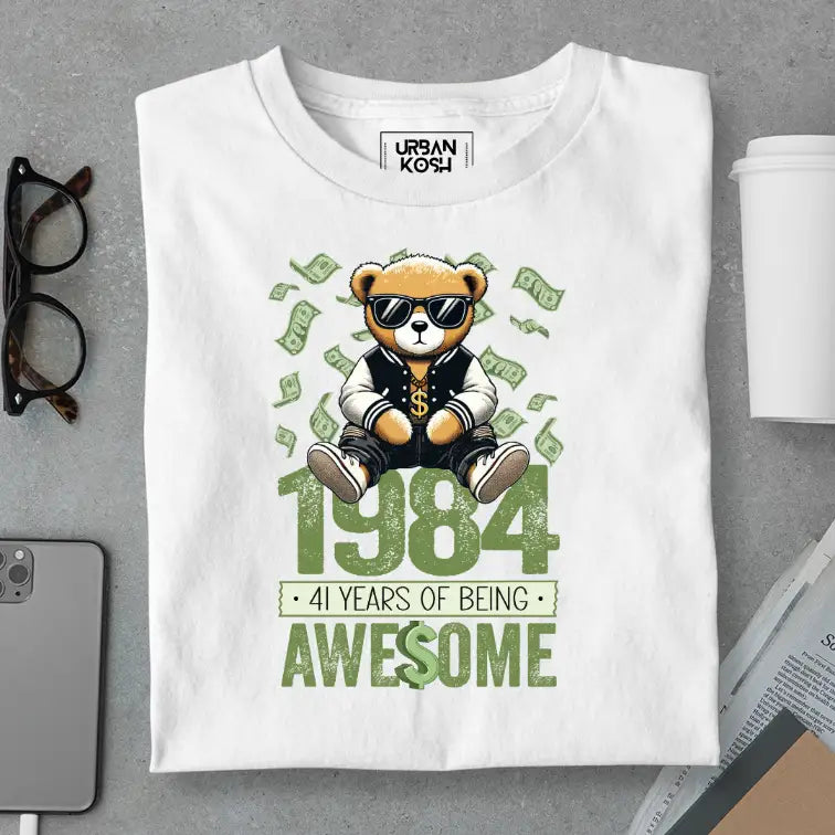 Teddy 1984, 41 Years of Being Awesome Premium Birthday T-Shirt