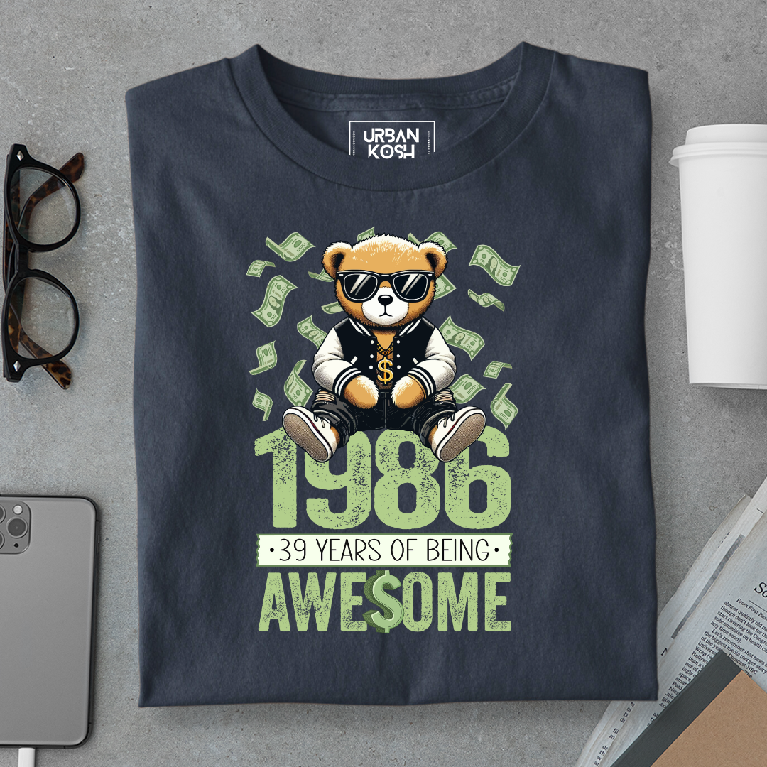 Teddy 1986, 39 Years of Being Awesome Premium Birthday T-Shirt