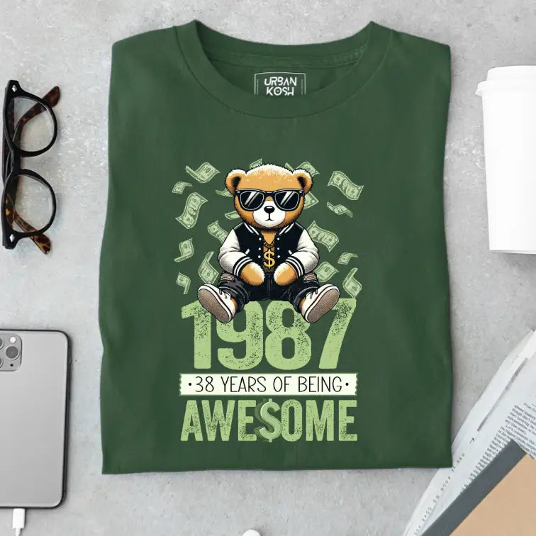 Teddy 1987, 38 Years of Being Awesome Premium Birthday T-Shirt