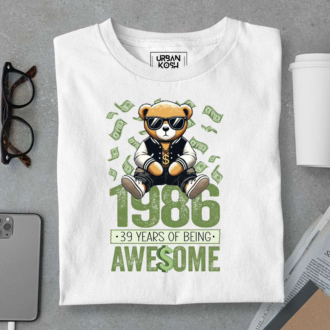 Teddy 1986, 39 Years of Being Awesome Premium Birthday T-Shirt