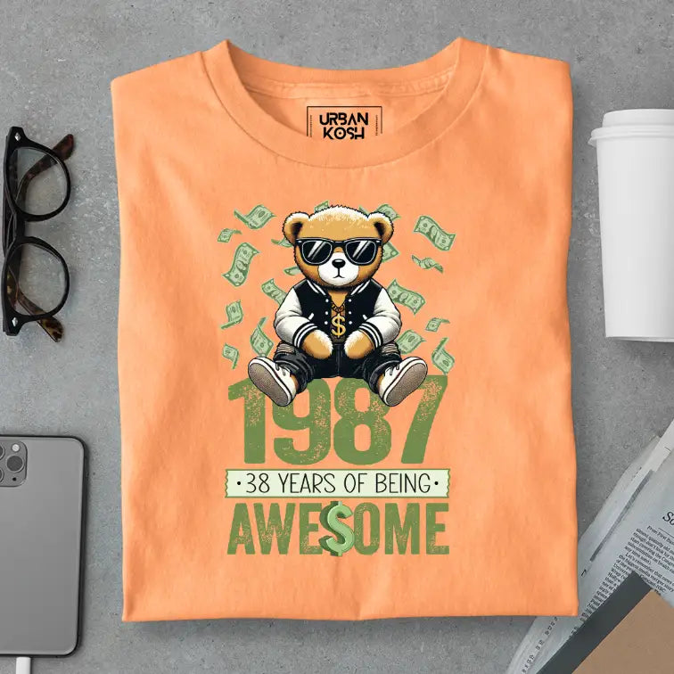 Teddy 1987, 38 Years of Being Awesome Premium Birthday T-Shirt