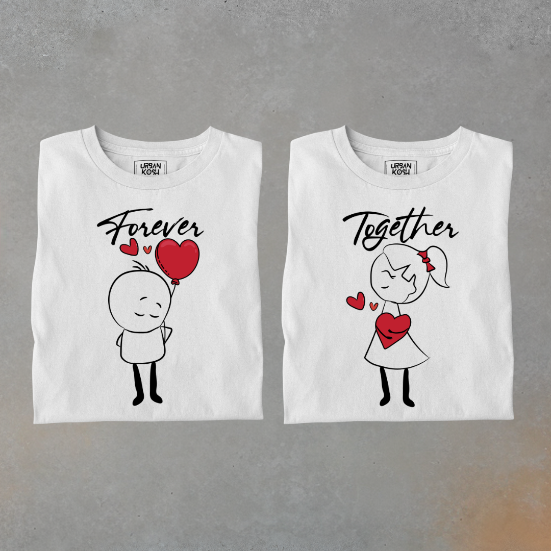 Forever Together Romantic Couple Premium T-Shirt Combo (Pack of 2)