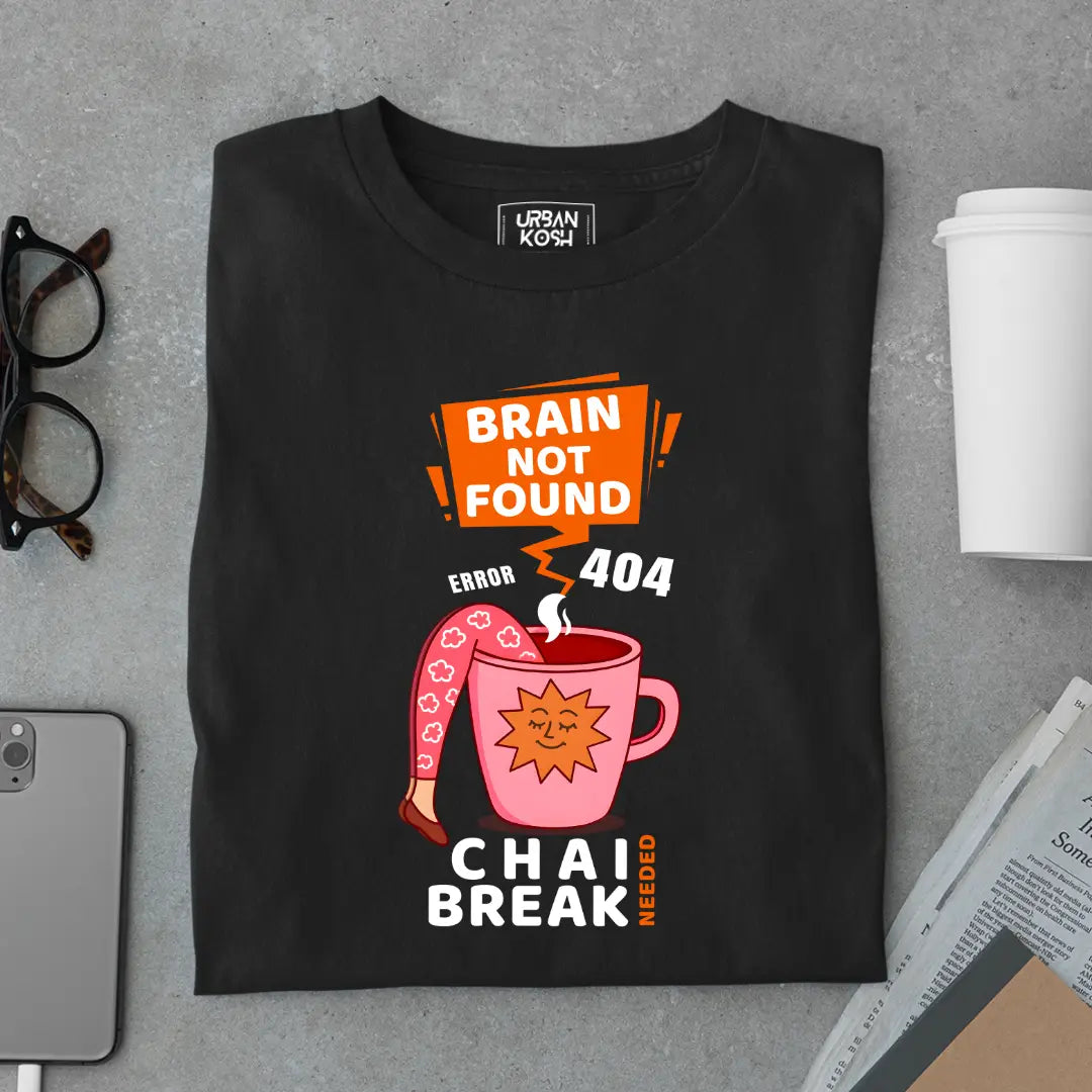 Brain Not Found Error 404 Chai Break Premium T-Shirt for Tea Lovers