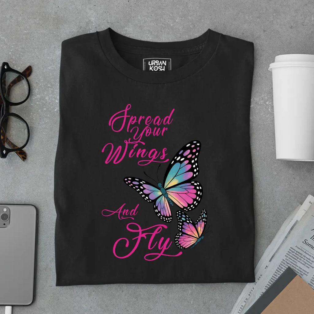 Spread Your Wings and Fly - Premium Butterfly T-Shirt for Women