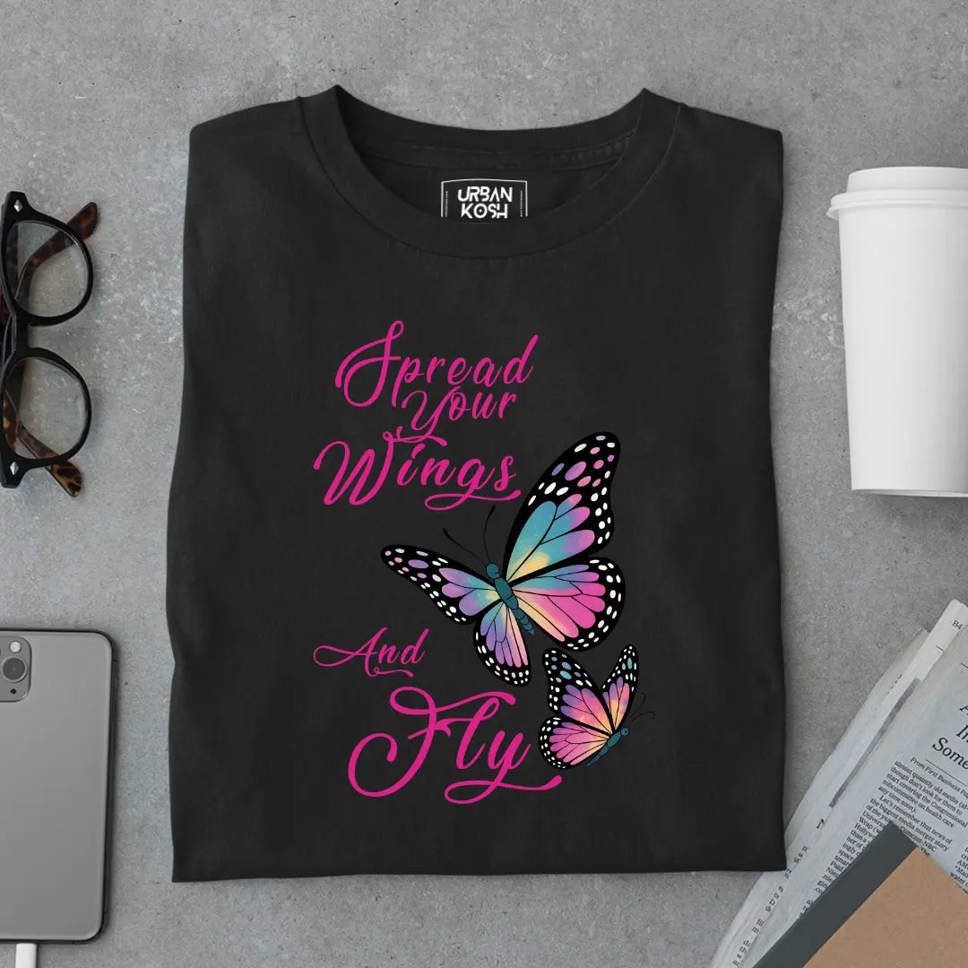 Spread Your Wings and Fly - Premium Butterfly T-Shirt for Women