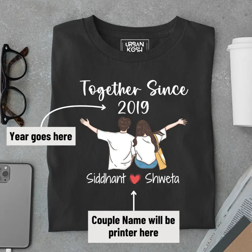 [Personalised] Together Since [Year] Couple T-Shirt – Valentine’s Day Special