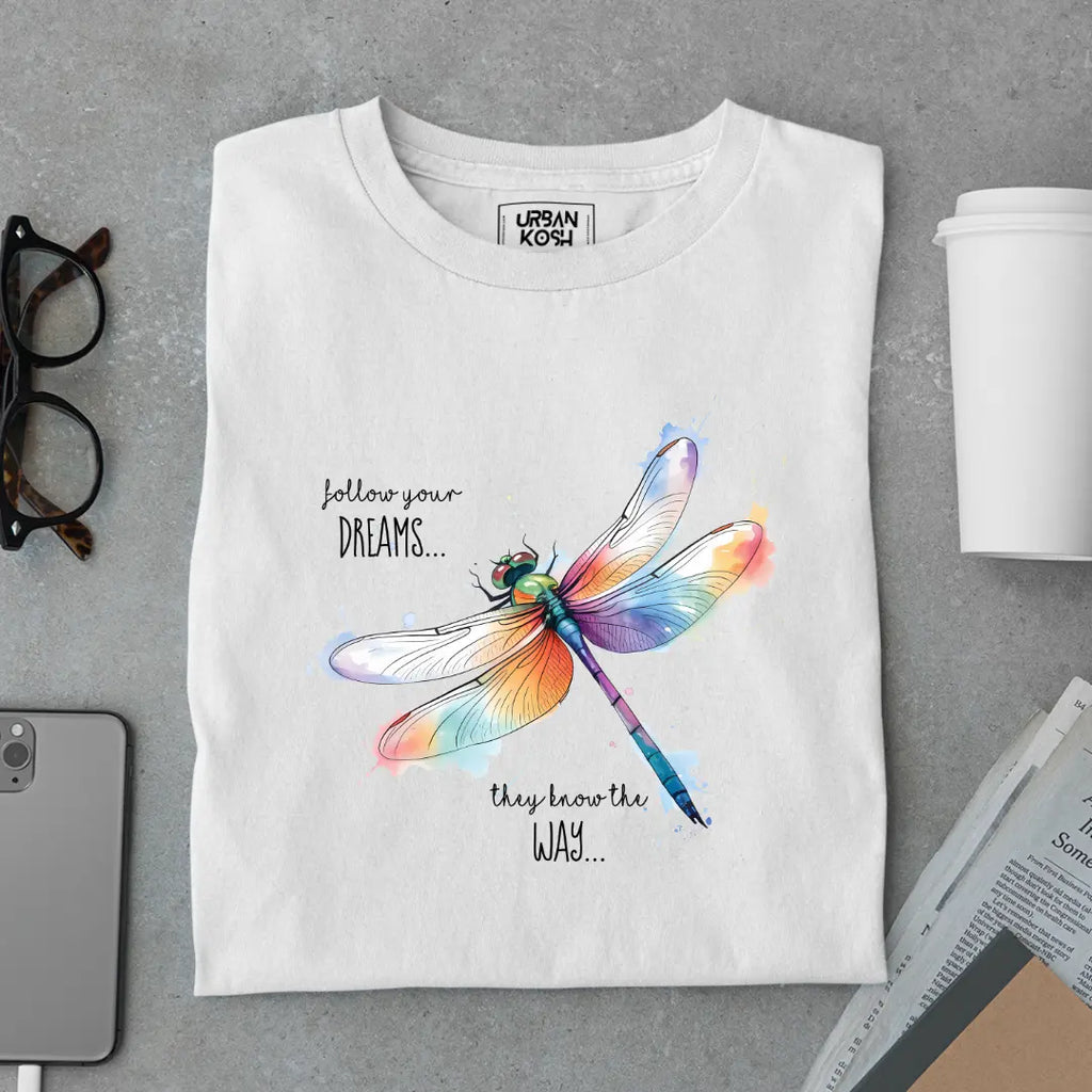 Follow Your Dreams They Know the Way Premium Butterfly T-Shirt for Women