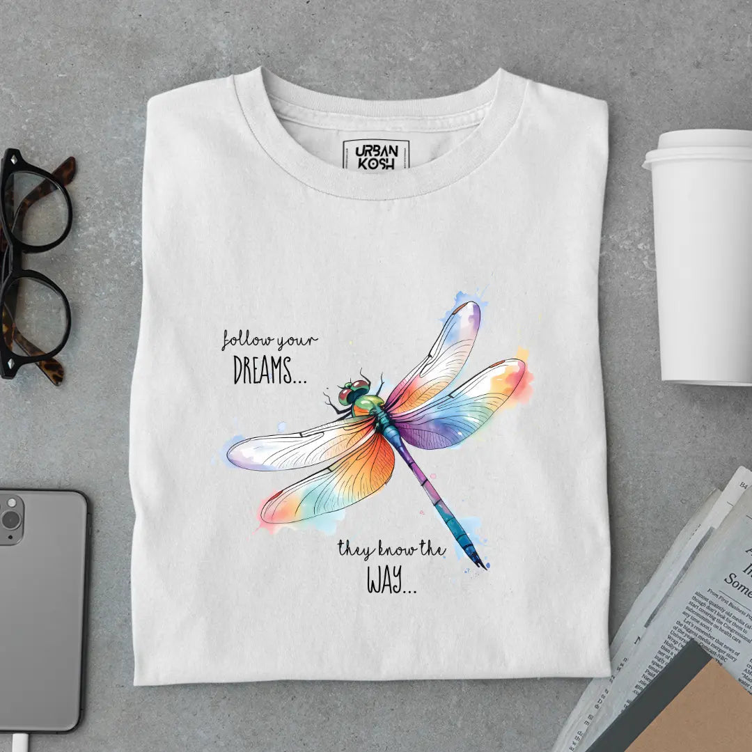 Follow Your Dreams They Know the Way Premium Butterfly T-Shirt for Women