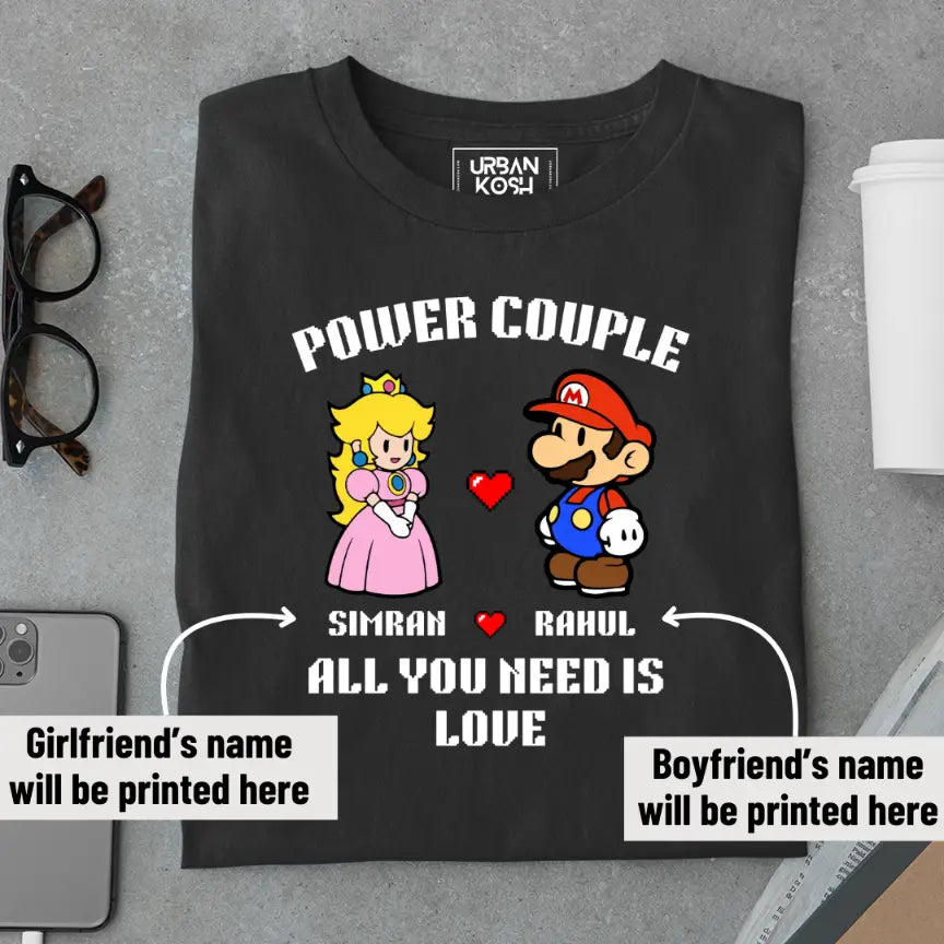 [Personalised] Power Couple Romantic Couple T-Shirt – Valentine’s Day Special