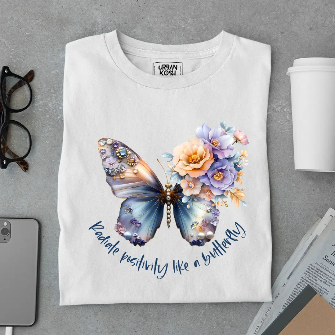 Radiate Positivity Like a Butterfly Premium Butterfly T-Shirt for Women