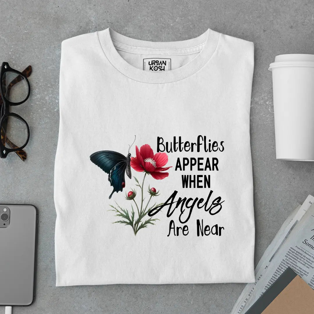 Butterflies Appear When Angels Are Near Premium Butterfly T-Shirt for Women