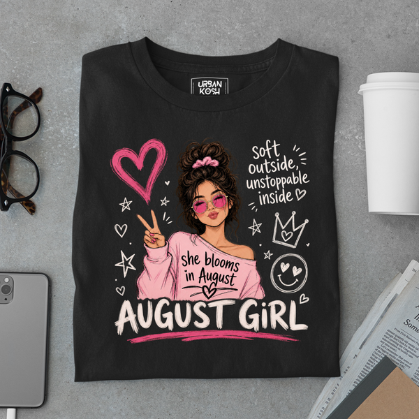She Blooms in August Exclusive Premium Birthday T-shirt for August Girl