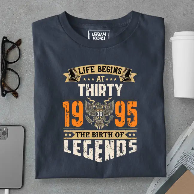 Life Begins at 30, The Birth of Legends Premium Unisex Birthday T-shirt