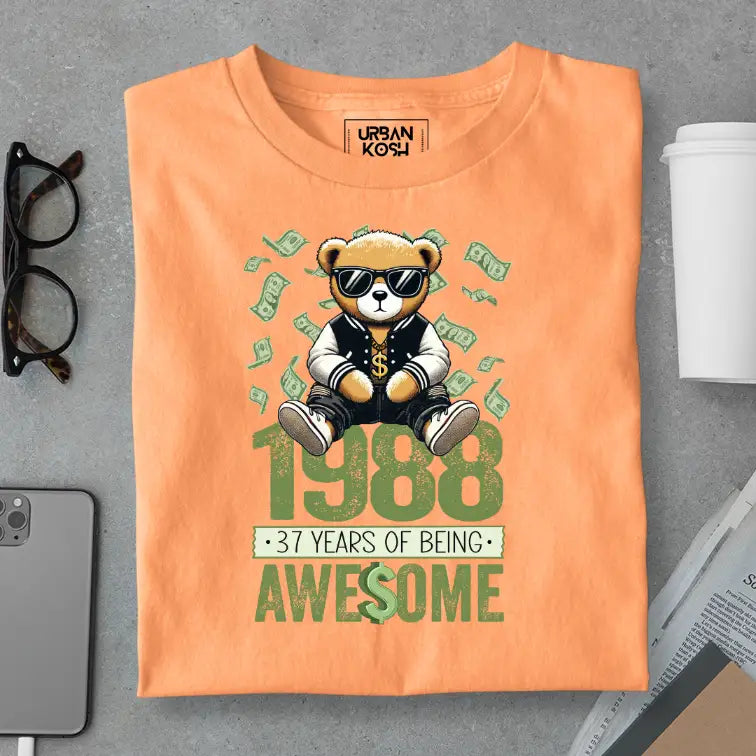 Teddy 1988, 37 Years of Being Awesome Premium Birthday T-Shirt