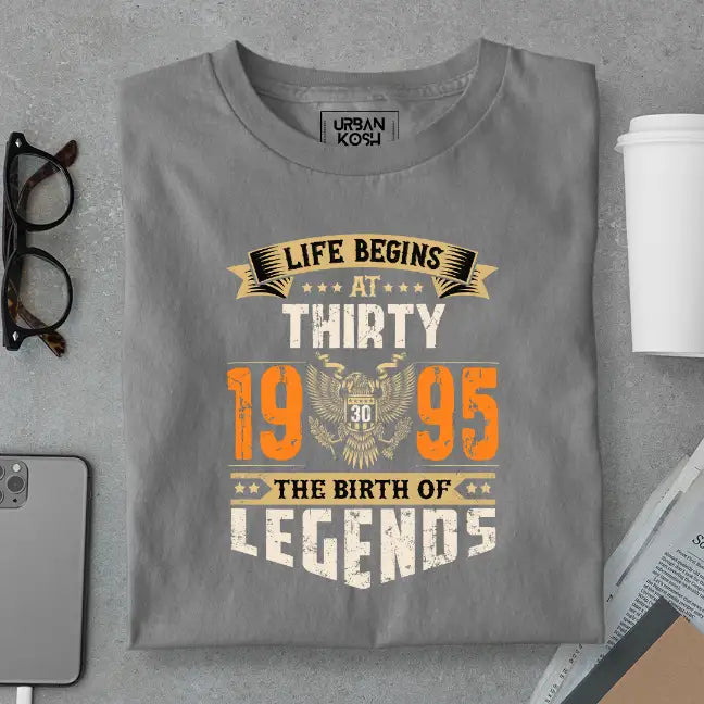 Life Begins at 30, The Birth of Legends Premium Unisex Birthday T-shirt