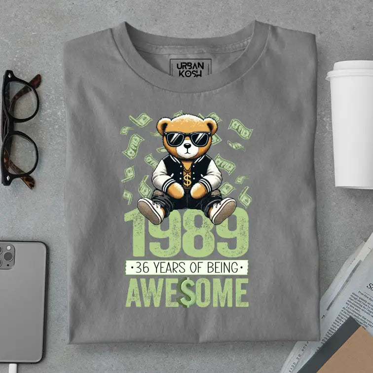 Teddy 1989, 36 Years of Being Awesome Premium Birthday T-Shirt