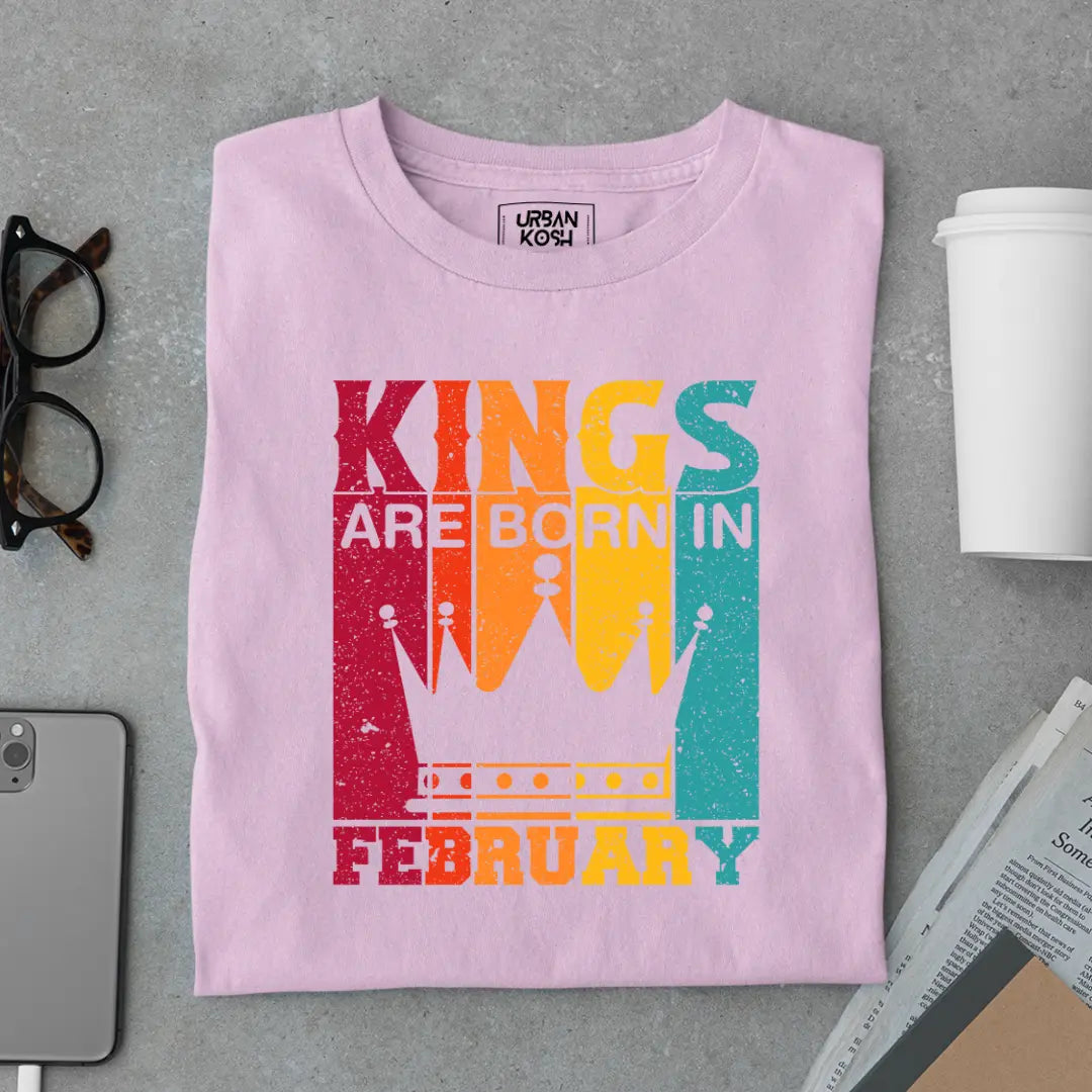 Vintage Kings are Born in February Limited Edition Premium Birthday T-Shirt