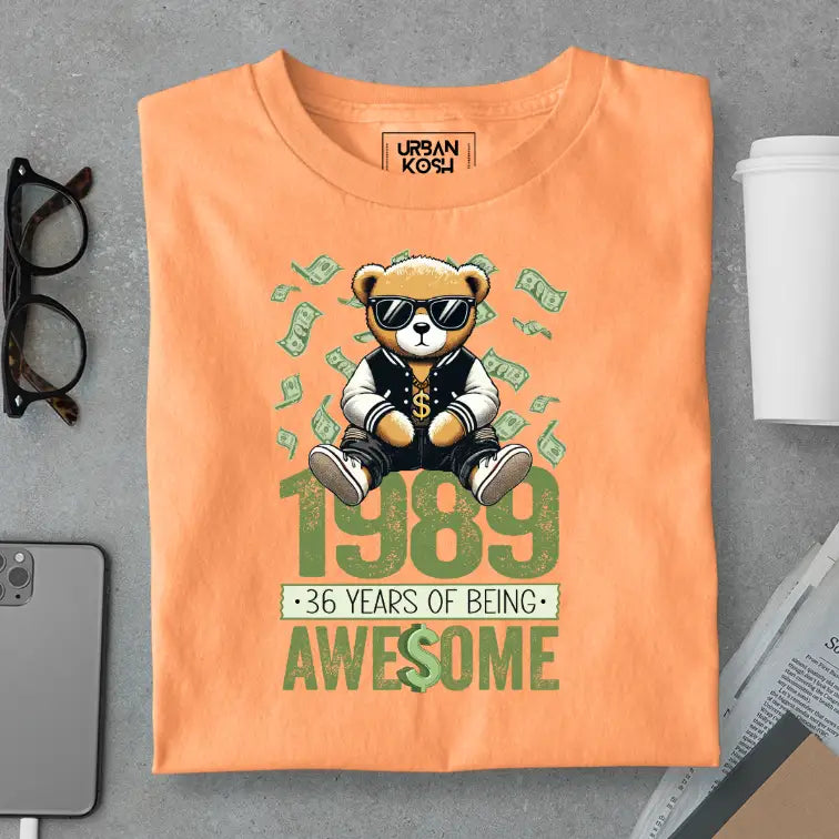 Teddy 1989, 36 Years of Being Awesome Premium Birthday T-Shirt