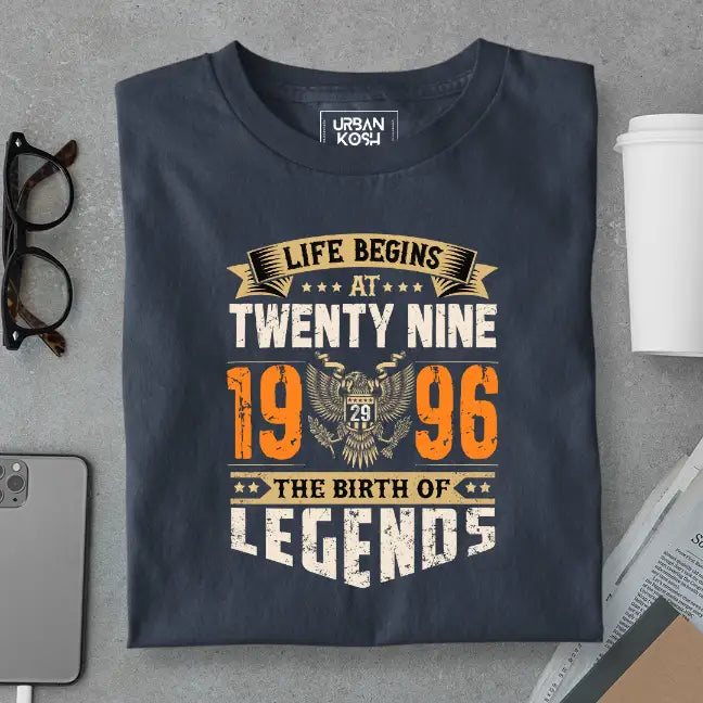 Life Begins at 29, The Birth of Legends Premium Unisex Birthday T-shirt