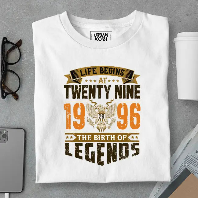 Life Begins at 29, The Birth of Legends Premium Unisex Birthday T-shirt