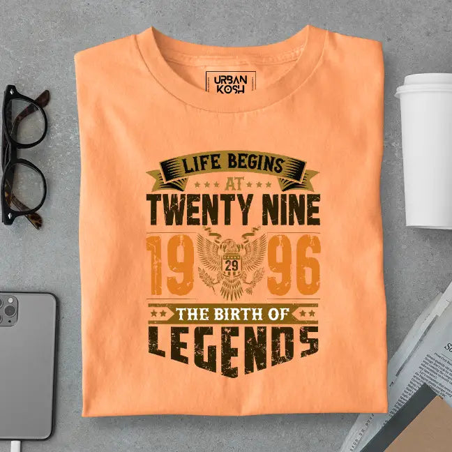 Life Begins at 29, The Birth of Legends Premium Unisex Birthday T-shirt