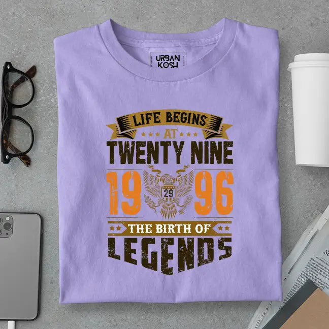 Life Begins at 29, The Birth of Legends Premium Unisex Birthday T-shirt