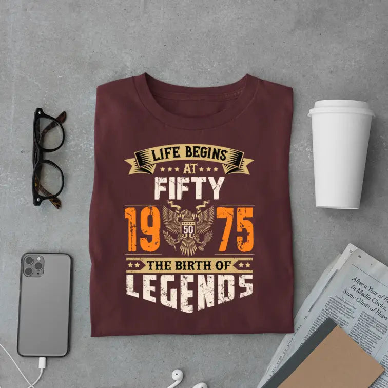 Life Begins at 50, The Birth of Legends Premium Unisex Birthday T-shirt