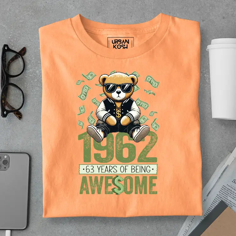 Teddy 1962, 63 Years of Being Awesome Premium Birthday T-Shirt