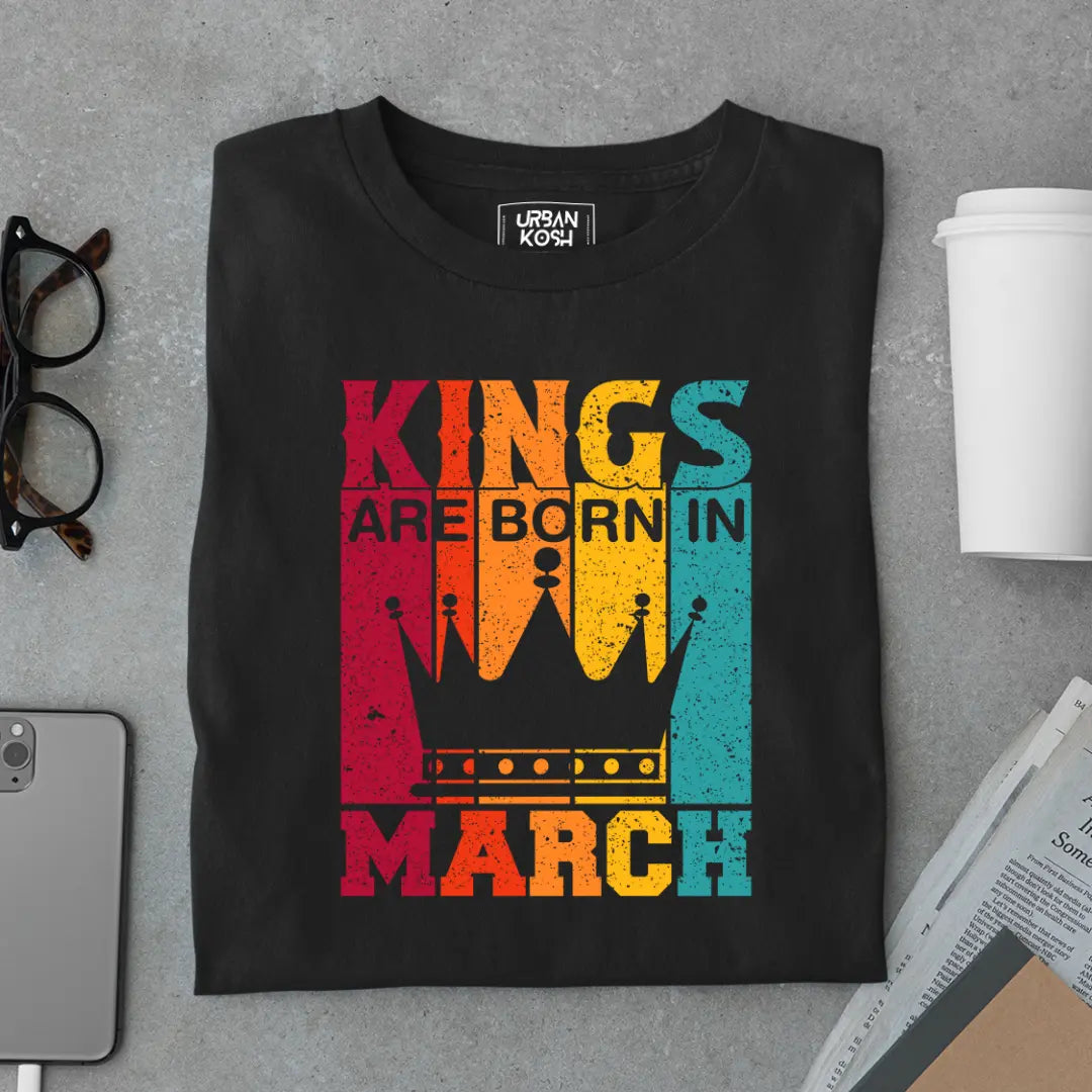 Vintage Kings are Born in March Limited Edition Premium Birthday T-Shirt