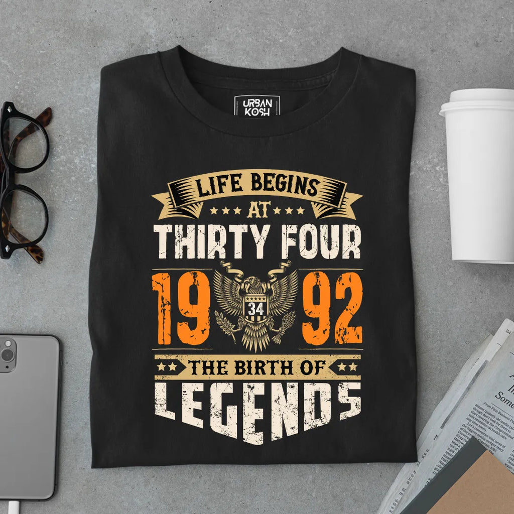 Life Begins at 34, 1992 The Birth of Legends Premium T-shirt
