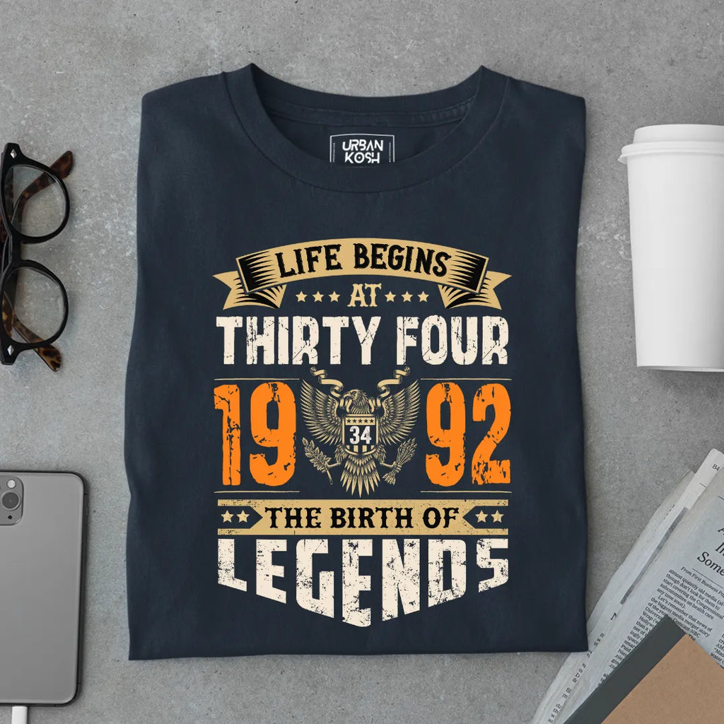 Life Begins at 34, 1992 The Birth of Legends Premium T-shirt