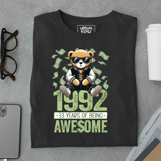 Teddy 1992, 33 Years of Being Awesome Premium Birthday T-Shirt