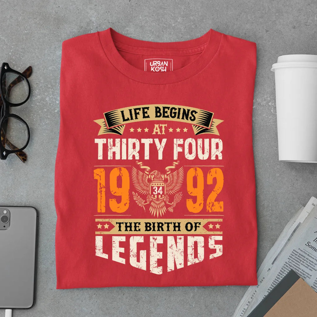 Life Begins at 34, 1992 The Birth of Legends Premium T-shirt