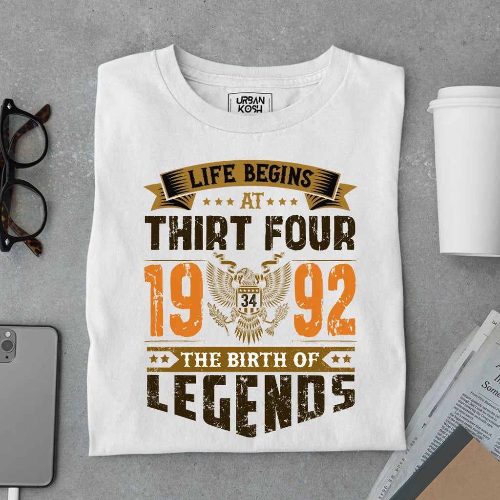 Life Begins at 34, 1992 The Birth of Legends Premium T-shirt