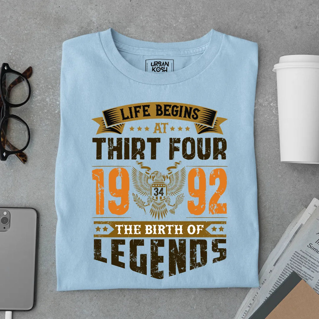 Life Begins at 34, 1992 The Birth of Legends Premium T-shirt