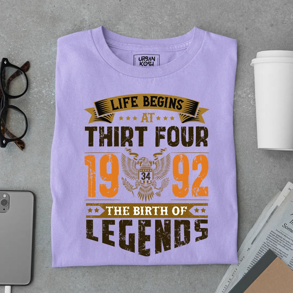 Life Begins at 34, 1992 The Birth of Legends Premium T-shirt