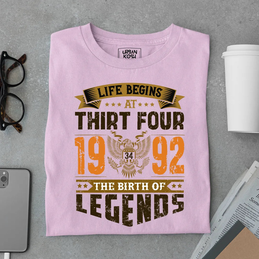Life Begins at 34, 1992 The Birth of Legends Premium T-shirt
