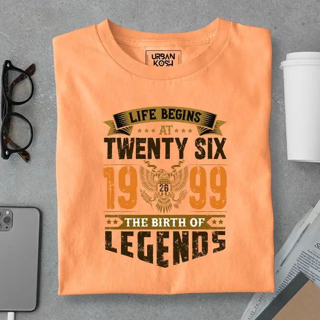 Life Begins at 26, The Birth of Legends Premium Unisex Birthday T-shirt