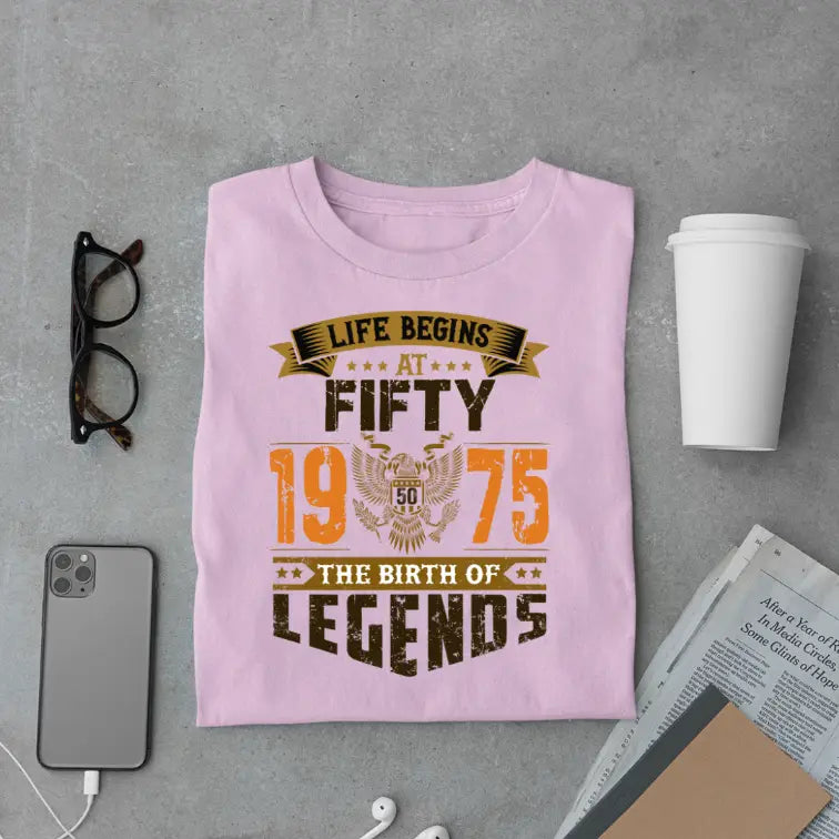 Life Begins at 50, The Birth of Legends Premium Unisex Birthday T-shirt