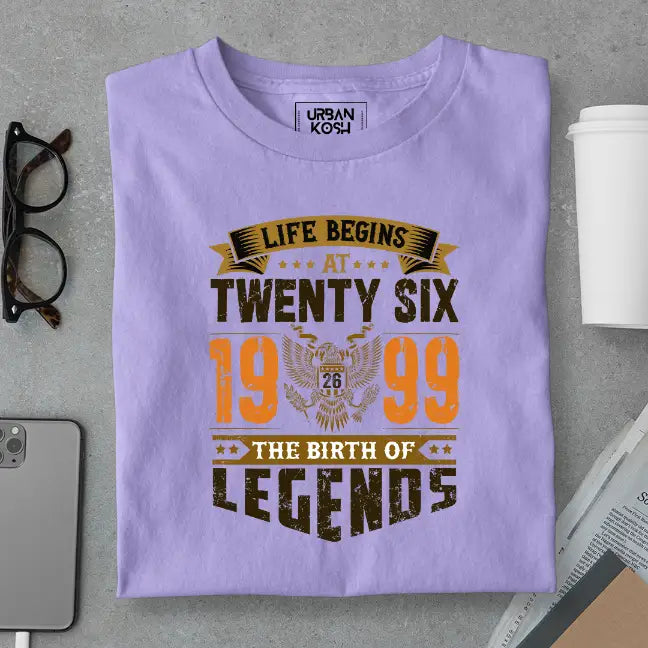 Life Begins at 26, The Birth of Legends Premium Unisex Birthday T-shirt