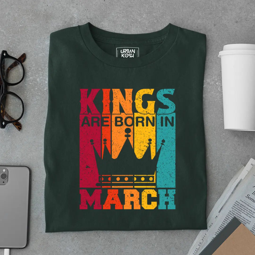 Vintage Kings are Born in March Limited Edition Premium Birthday T-Shirt