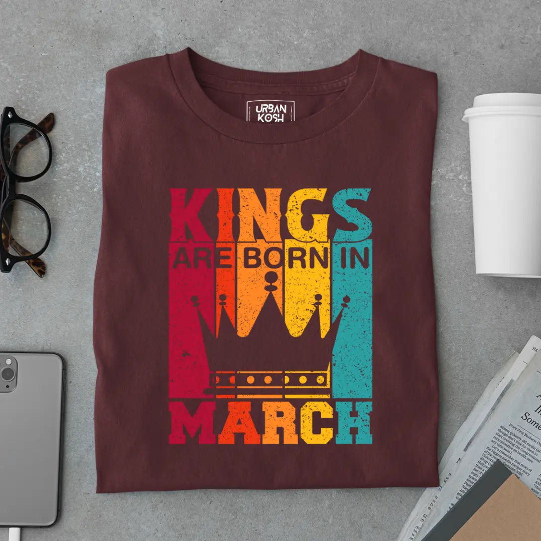 Vintage Kings are Born in March Limited Edition Premium Birthday T-Shirt