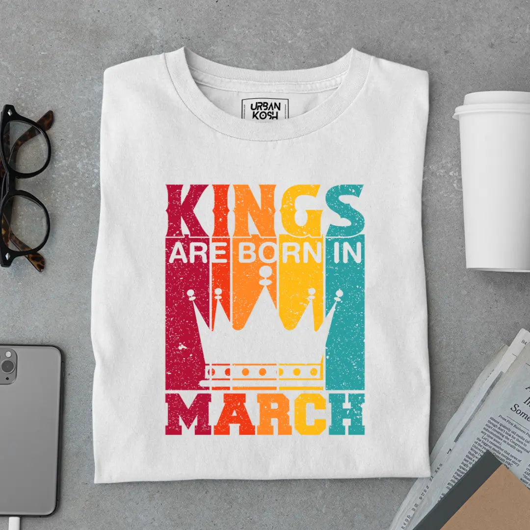 Vintage Kings are Born in March Limited Edition Premium Birthday T-Shirt