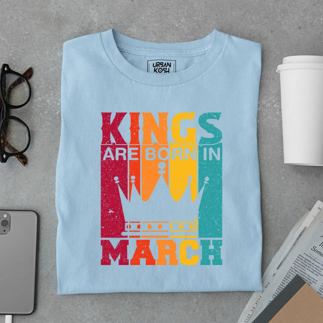 Vintage Kings are Born in March Limited Edition Premium Birthday T-Shirt